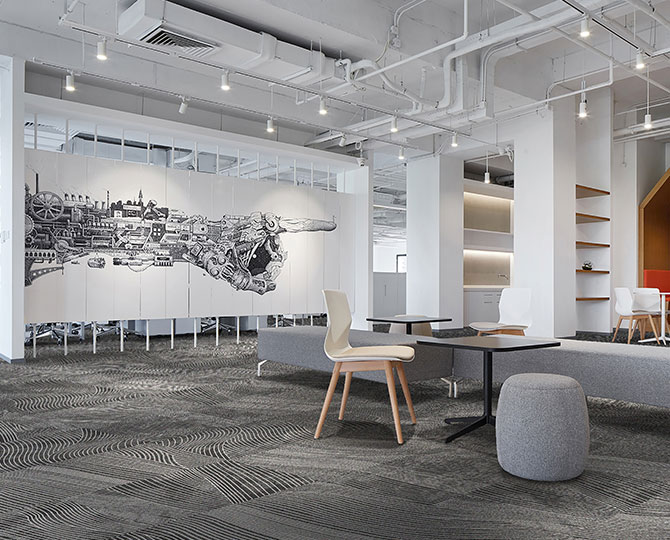 MIERA Andrea Grey Loop Modern Office Carpet Tildes